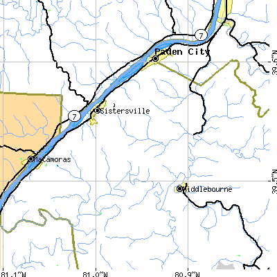 Zip code 26175 close-up map