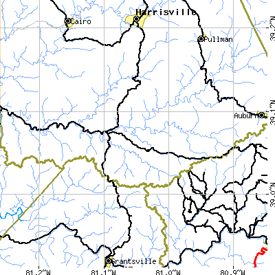 Zip code 26178 close-up map