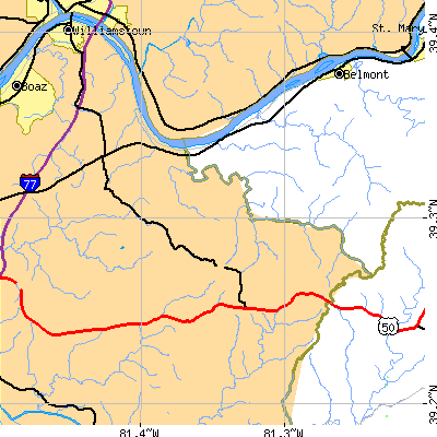 Zip code 26184 close-up map
