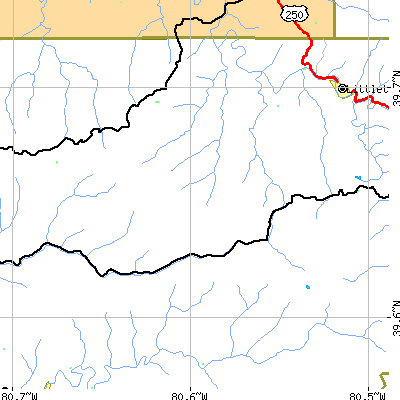 Zip code 26186 close-up map