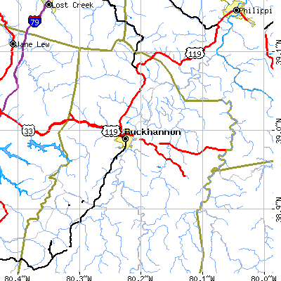 Zip code 26201 close-up map