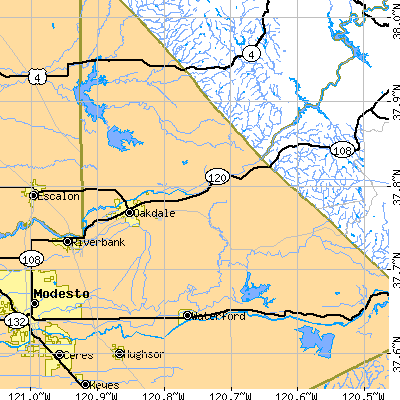 Zip code 95361 close-up map