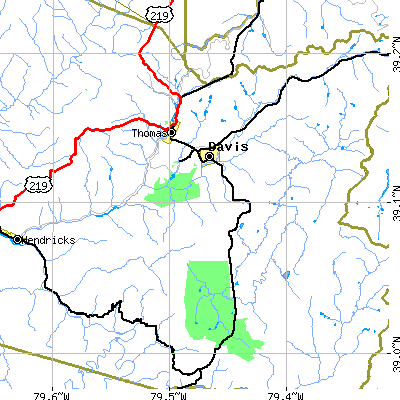 Zip code 26260 close-up map