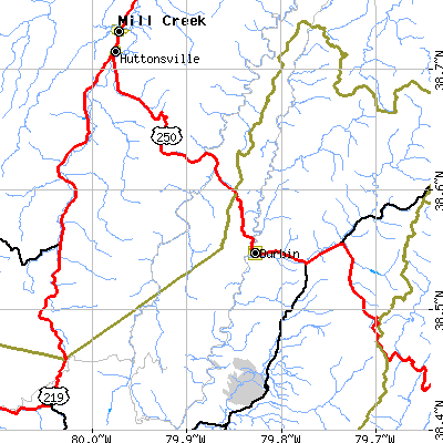 Zip code 26264 close-up map