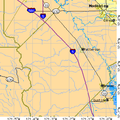 Zip code 95363 close-up map