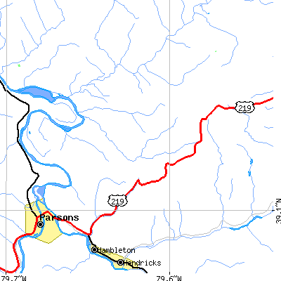 Zip code 26269 close-up map