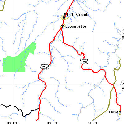 Zip code 26273 close-up map
