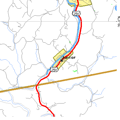 Zip code 26275 close-up map