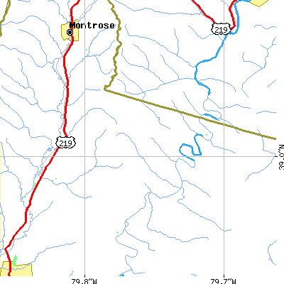 Zip code 26276 close-up map