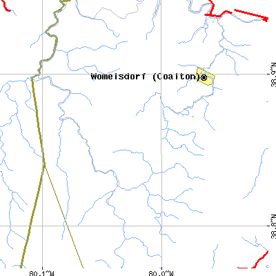 Zip code 26278 close-up map
