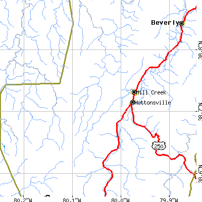 Zip code 26280 close-up map