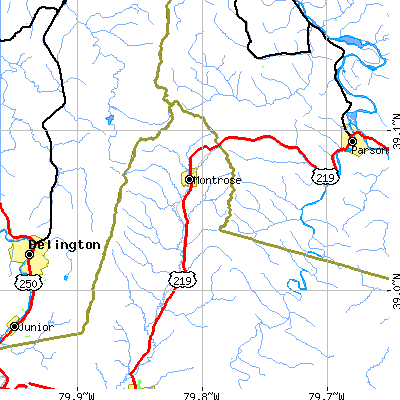 Zip code 26283 close-up map