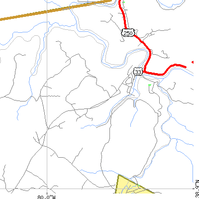 Zip code 26285 close-up map
