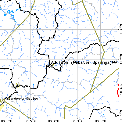 Zip code 26288 close-up map