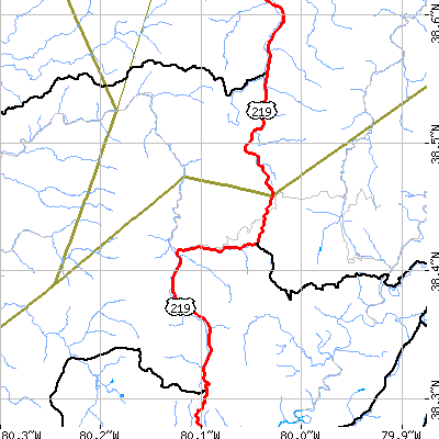 Zip code 26291 close-up map