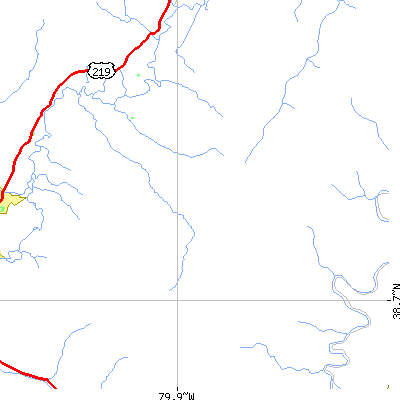 Zip code 26293 close-up map
