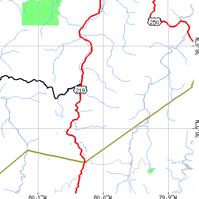 Zip code 26294 close-up map