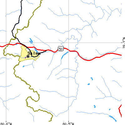 Zip code 26332 close-up map
