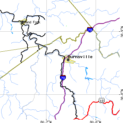 Zip code 26335 close-up map