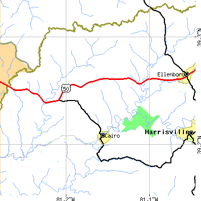 Zip code 26337 close-up map