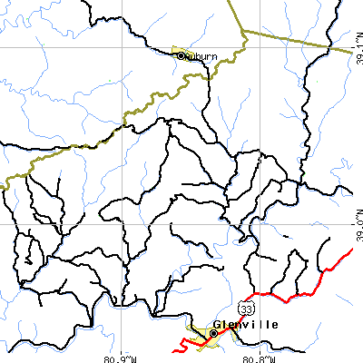 Zip code 26342 close-up map
