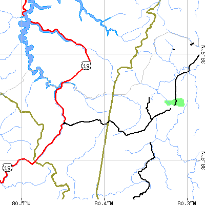 Zip code 26343 close-up map