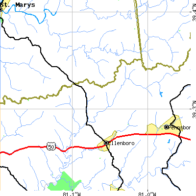 Zip code 26346 close-up map