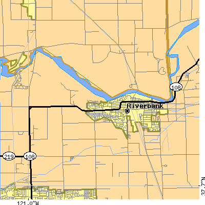 Zip code 95367 close-up map