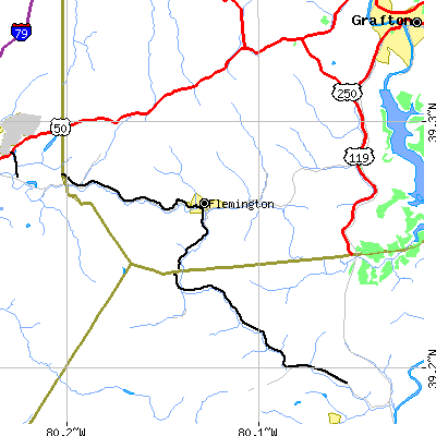 Zip code 26347 close-up map