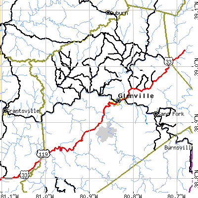 Zip code 26351 close-up map