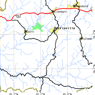 Zip code 26362 close-up map