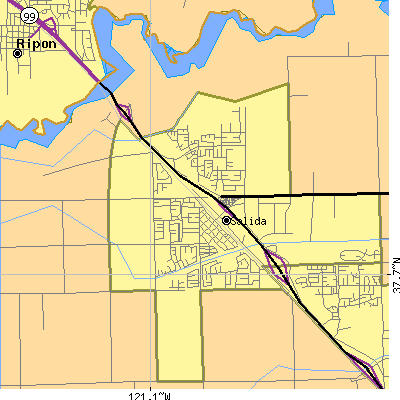Zip code 95368 close-up map