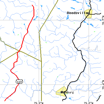 Zip code 26374 close-up map