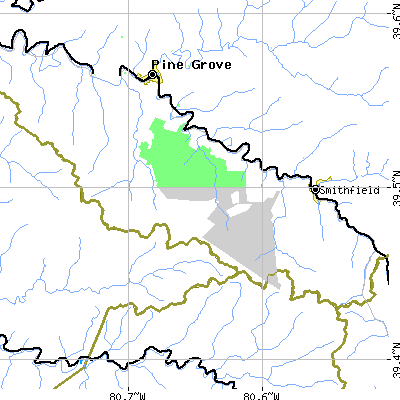 Zip code 26377 close-up map