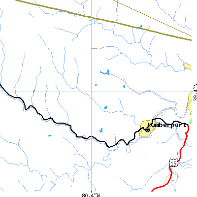 Zip code 26386 close-up map