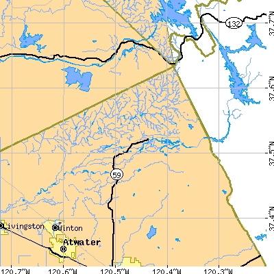 Zip code 95369 close-up map