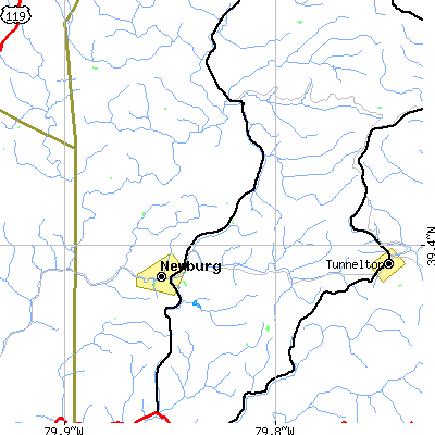 Zip code 26410 close-up map