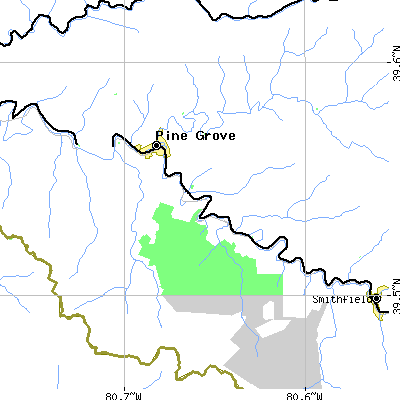 Zip code 26419 close-up map