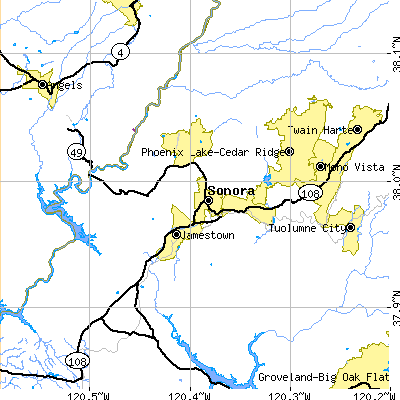 Zip code 95370 close-up map