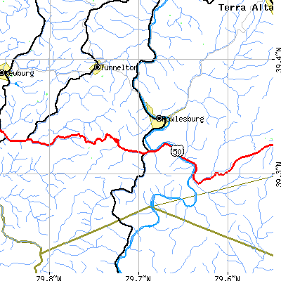 Zip code 26425 close-up map