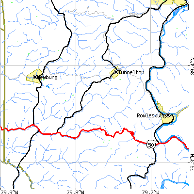 Zip code 26444 close-up map