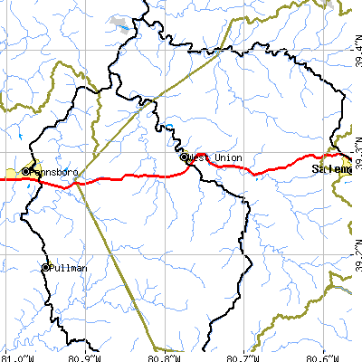 Zip code 26456 close-up map