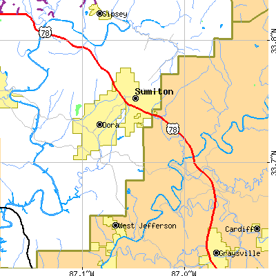 Zip code 35062 close-up map