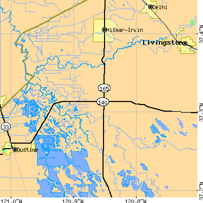 Zip code 95374 close-up map