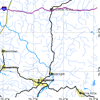 Zip code 26519 close-up map
