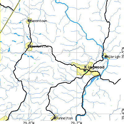 Zip code 26537 close-up map