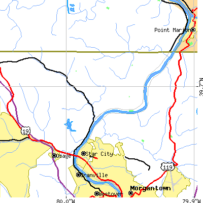 Zip code 26541 close-up map