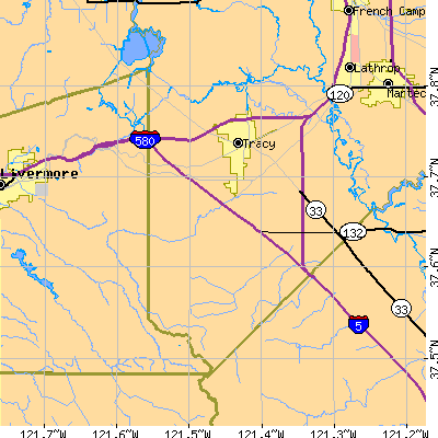 Zip code 95376 close-up map