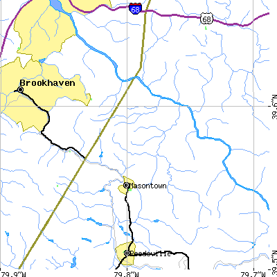 Zip code 26542 close-up map
