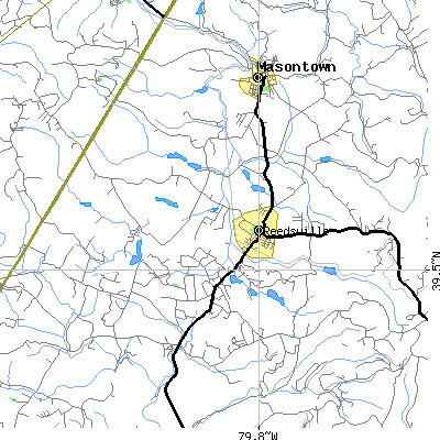 Zip code 26547 close-up map